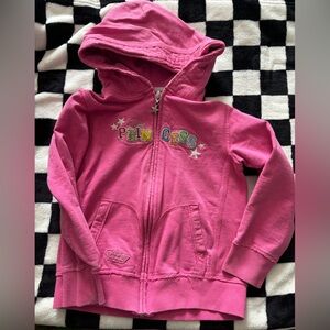Girls small retro disney Pink 'Princess' Hooded Zip-Up Sweatshirt